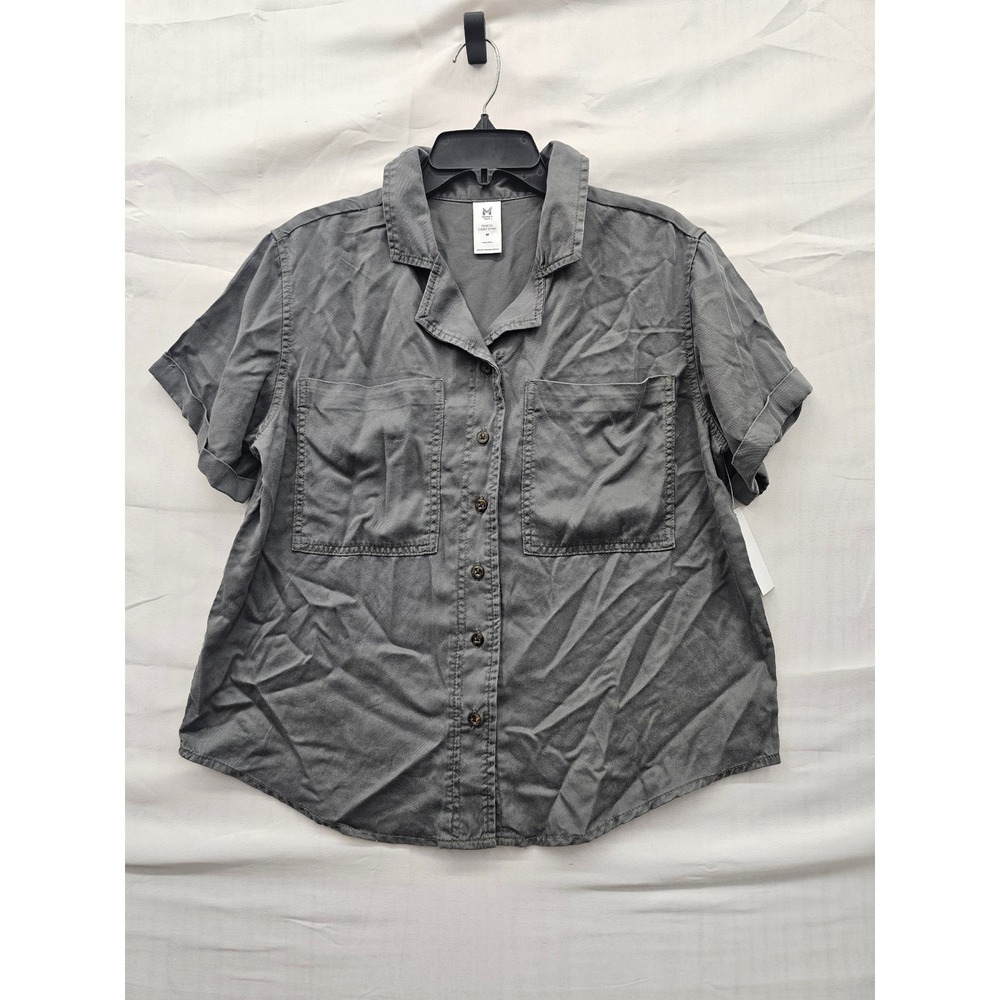 Member's Mark Womens Camp Shirt Olive Lyocell Casual Size Medium